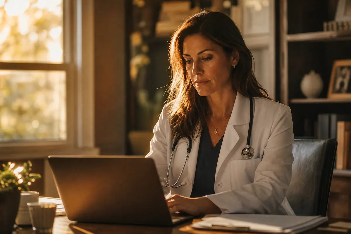 Licensed clinician reviewing a case