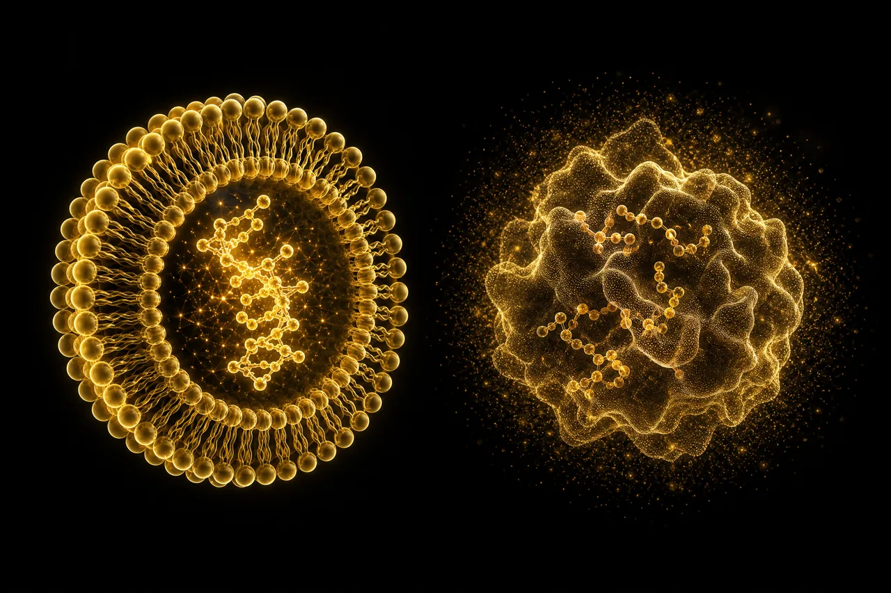 Illustration of a lipid sphere beside a fine mist cloud