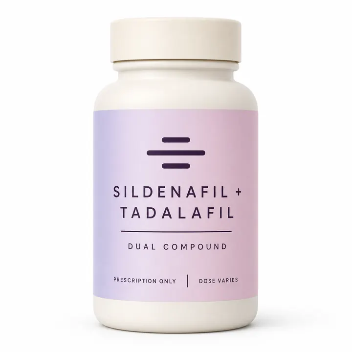Sildenafil plus tadalafil dual compound bottle